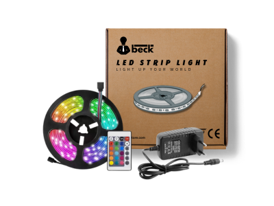 بكج شريط ليد بيك RGB5050 تحكم ريموت 24 مفتاح 16 لون 12 فولت